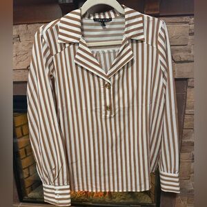 Women's Striped Brown and White Top